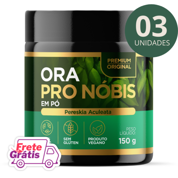 Ora Pro Nobis em Pó - 3 Potes de 150g (3 Meses de Tratamento)
